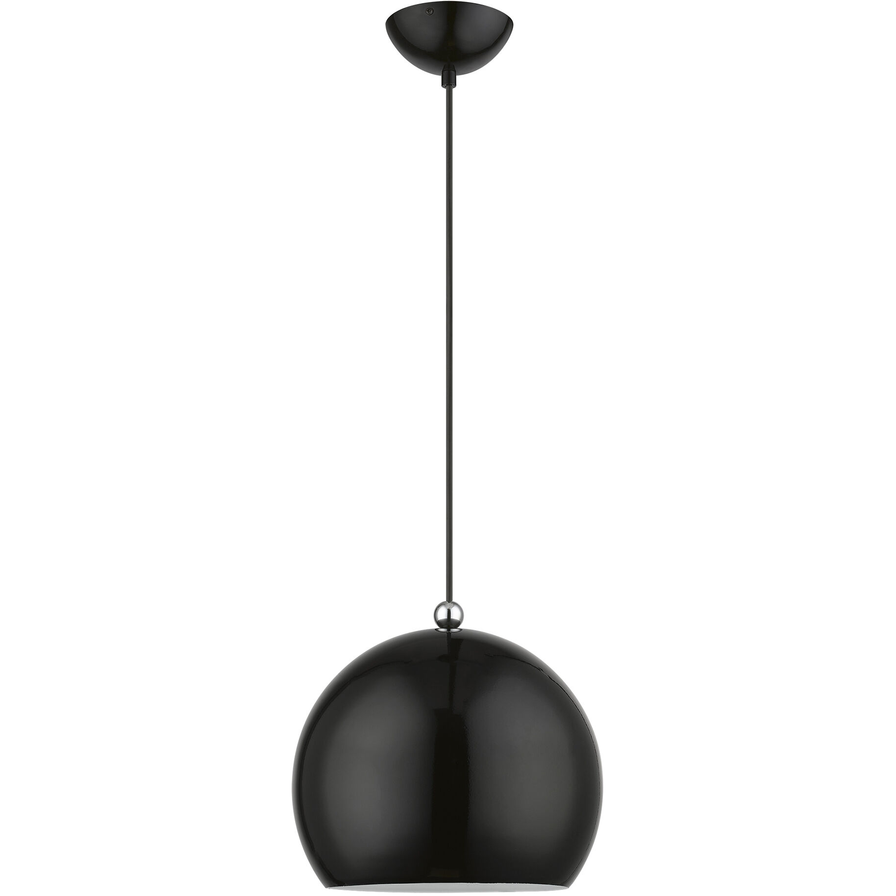 Stockton 1 Light 11.75 inch Shiny Black with Polished Chrome Accents Pendant Ceiling Light, Globe