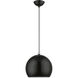 Stockton 1 Light 12 inch Shiny Black with Polished Chrome Accents Pendant Ceiling Light, Globe