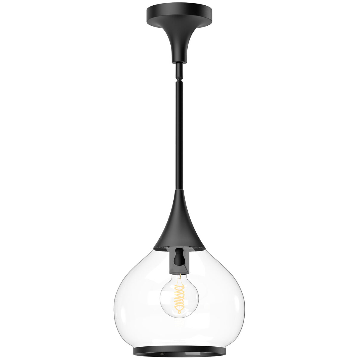 Alora Mood Hazel Pendant Ceiling Light in Matte Black, Clear Glass