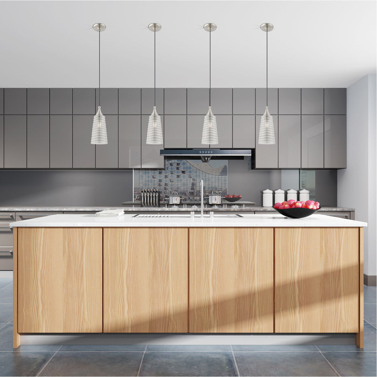 Art Glass 1 Light 6 inch Brushed Nickel Mini Pendant Ceiling Light