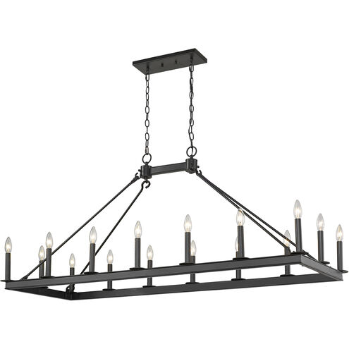 Barclay 16 Light 56 inch Matte Black Linear Chandelier Ceiling Light