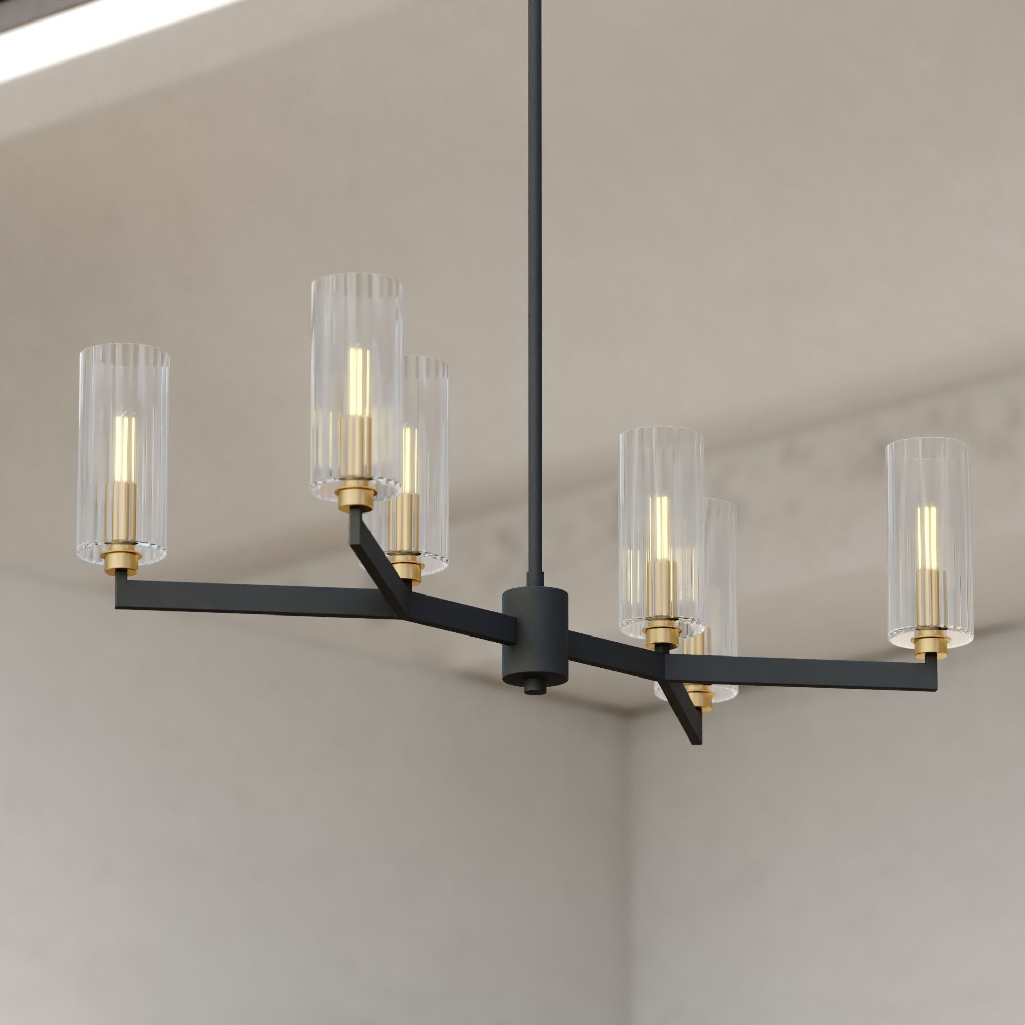 Claremont LED 31.25 inch Matte Black and Autumn Brass Chandelier Ceiling Light