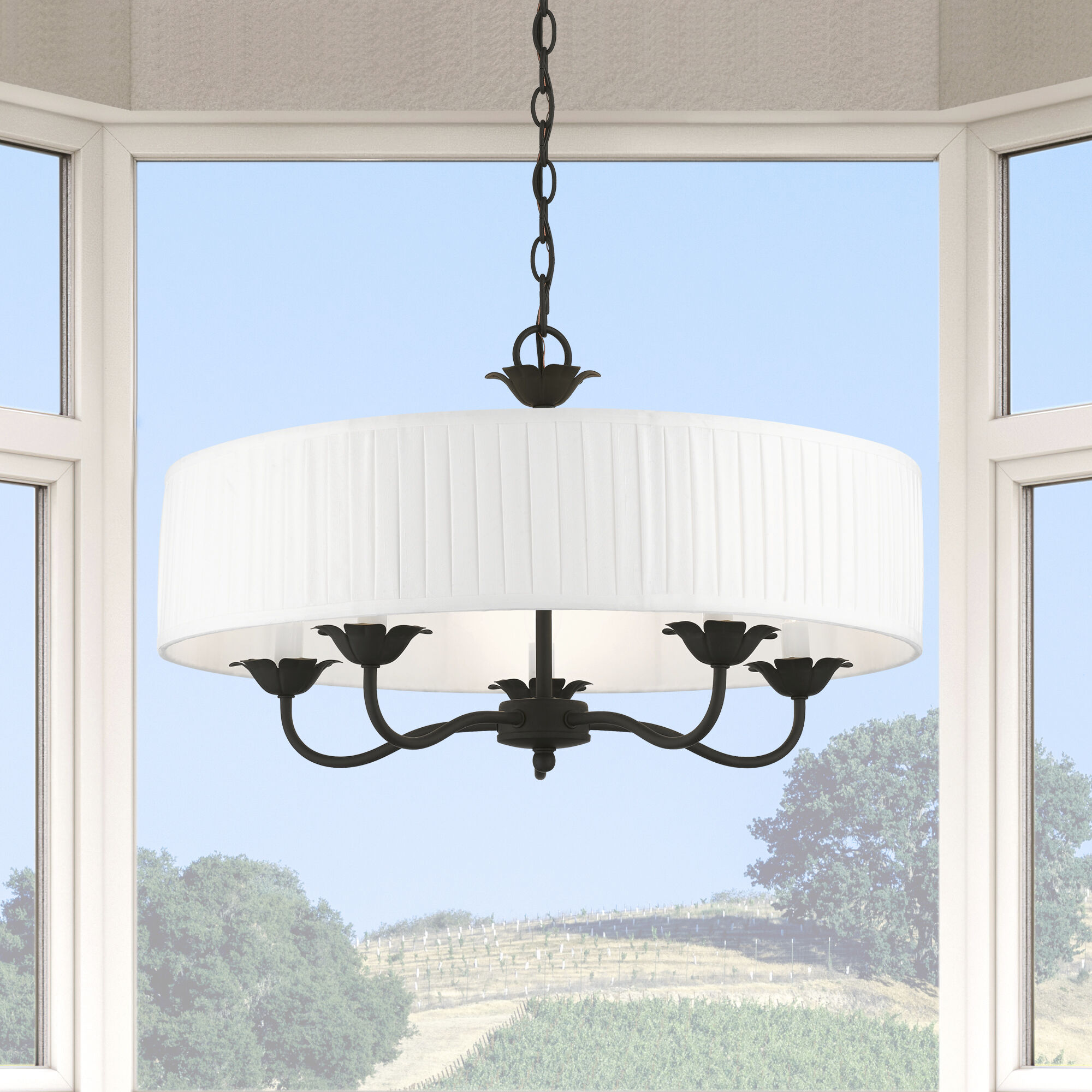 Edinburgh 5 Light 23 inch Black Pendant Chandelier Ceiling Light