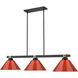Bronte 3 Light 52.75 inch Matte Black and Rubbed Brass Billiard Light Ceiling Light in Burgundy