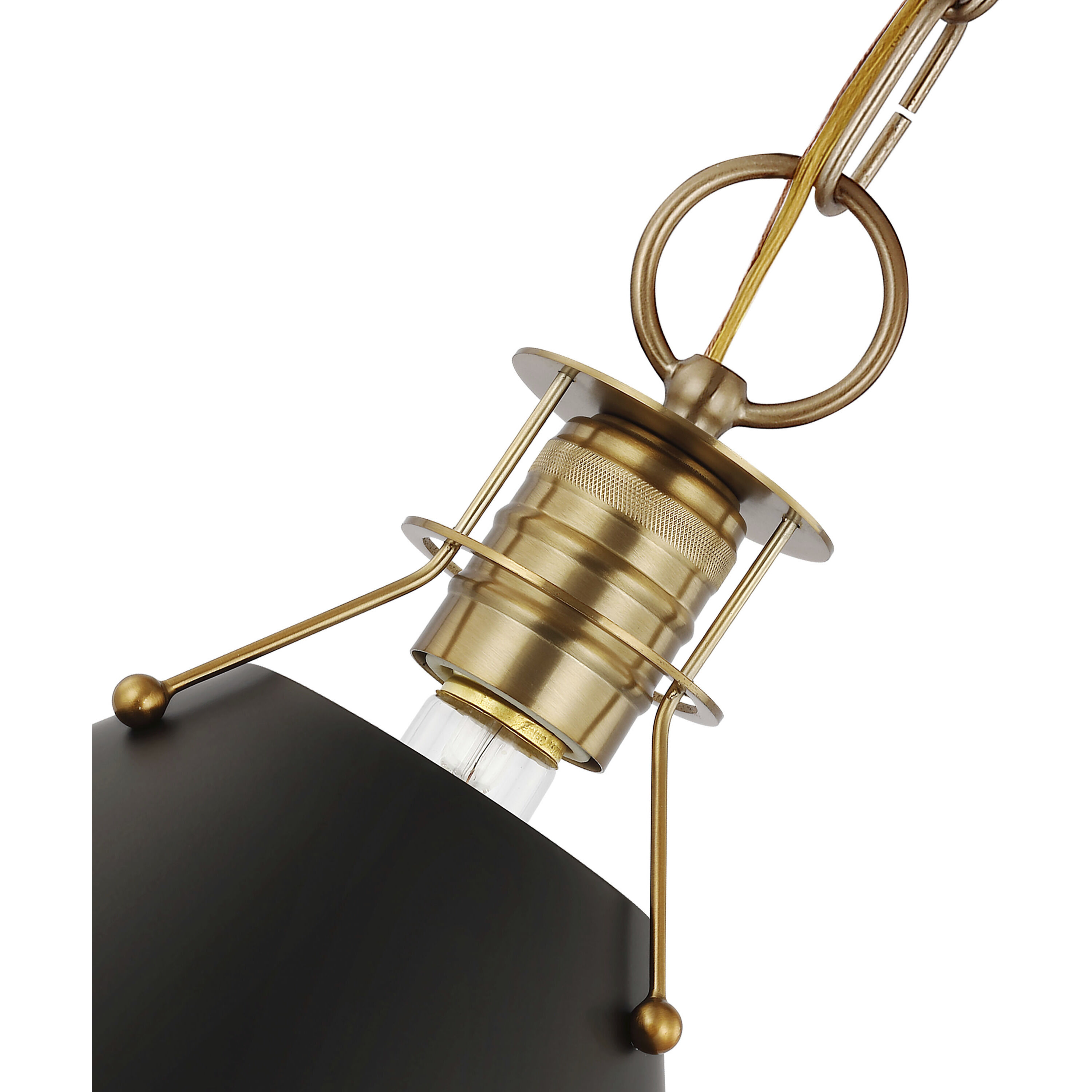 Outpost 1 Light 17 inch Matte Black/Burnished Brass Pendant Ceiling Light