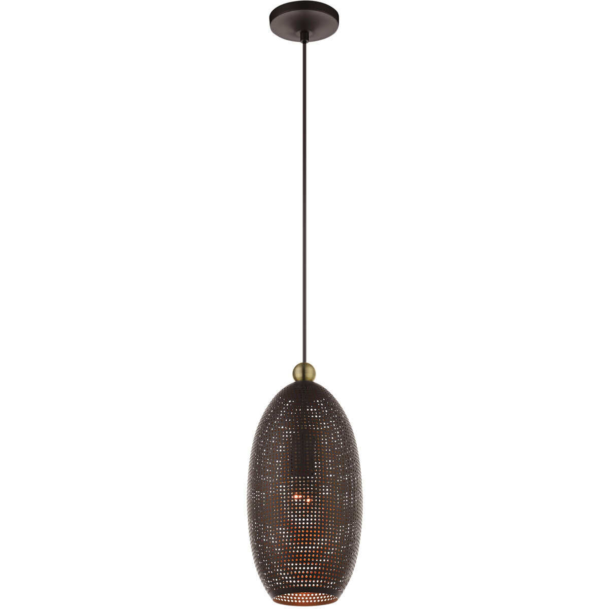 Dublin 1 Light 7 inch Bronze with Antique Brass Accents Pendant Ceiling Light