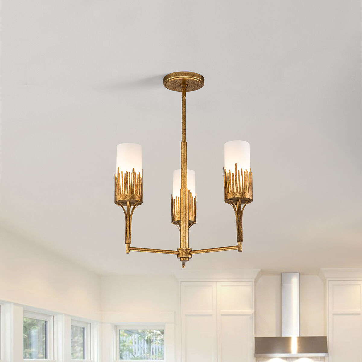 Sawgrass 3 Light 20 inch Gold Leaf Chandelier Ceiling Light