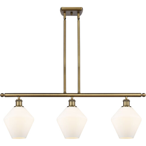 Ballston Cindyrella 3 Light 36 inch Brushed Brass Island Light Ceiling Light in Incandescent, Matte White Glass