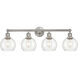 Edison Athens 4 Light 33 inch Brushed Satin Nickel Bath Vanity Light Wall Light in Clear Glass