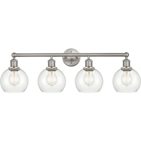 Edison Athens 4 Light 33 inch Brushed Satin Nickel Bath Vanity Light Wall Light in Clear Glass
