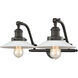 Franklin Restoration Halophane 2 Light 18 inch Oil Rubbed Bronze Bath Vanity Light Wall Light in Matte White Halophane Glass, Franklin Restoration