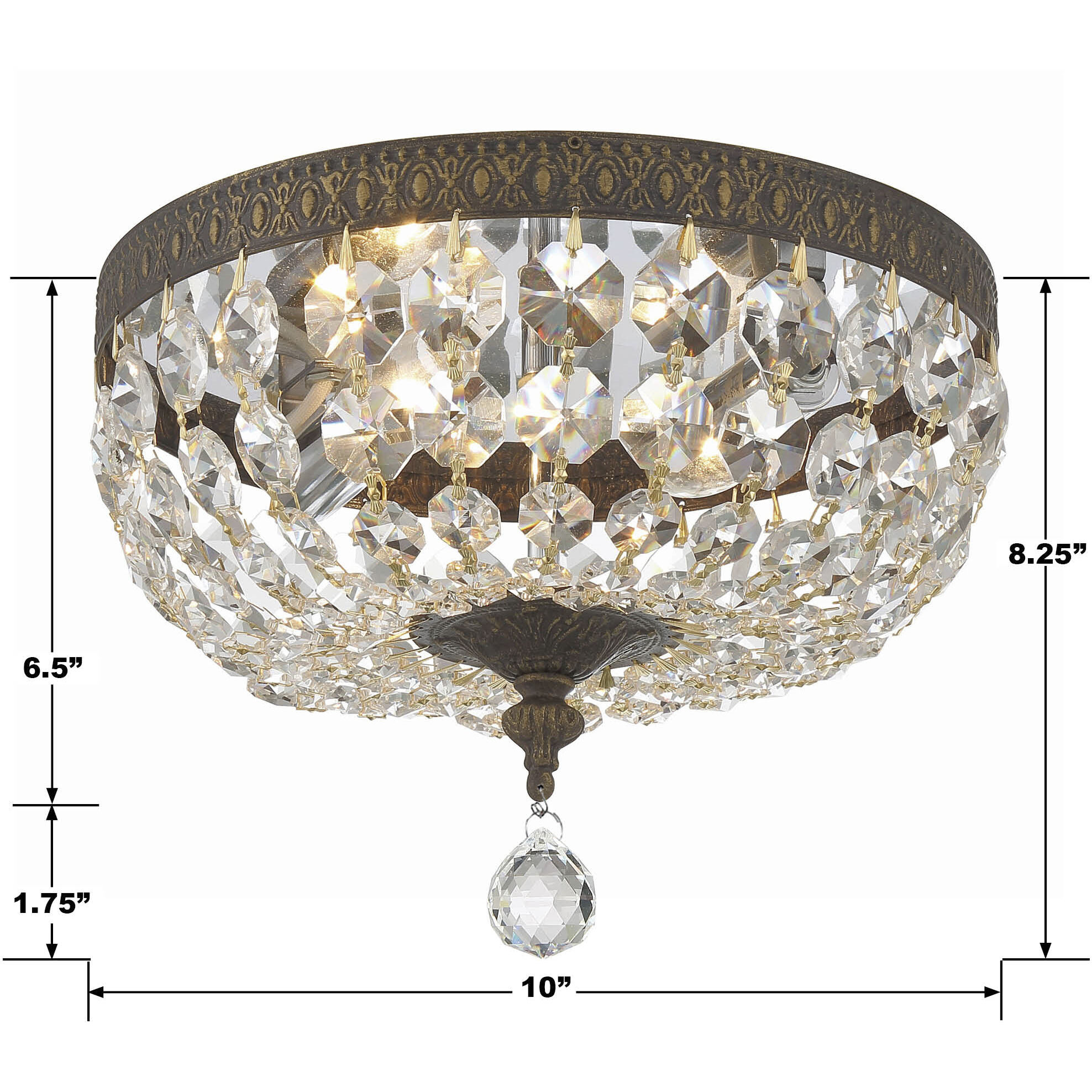 Everett 2 Light 10 inch Bronze Flush Ceiling Light in Gold