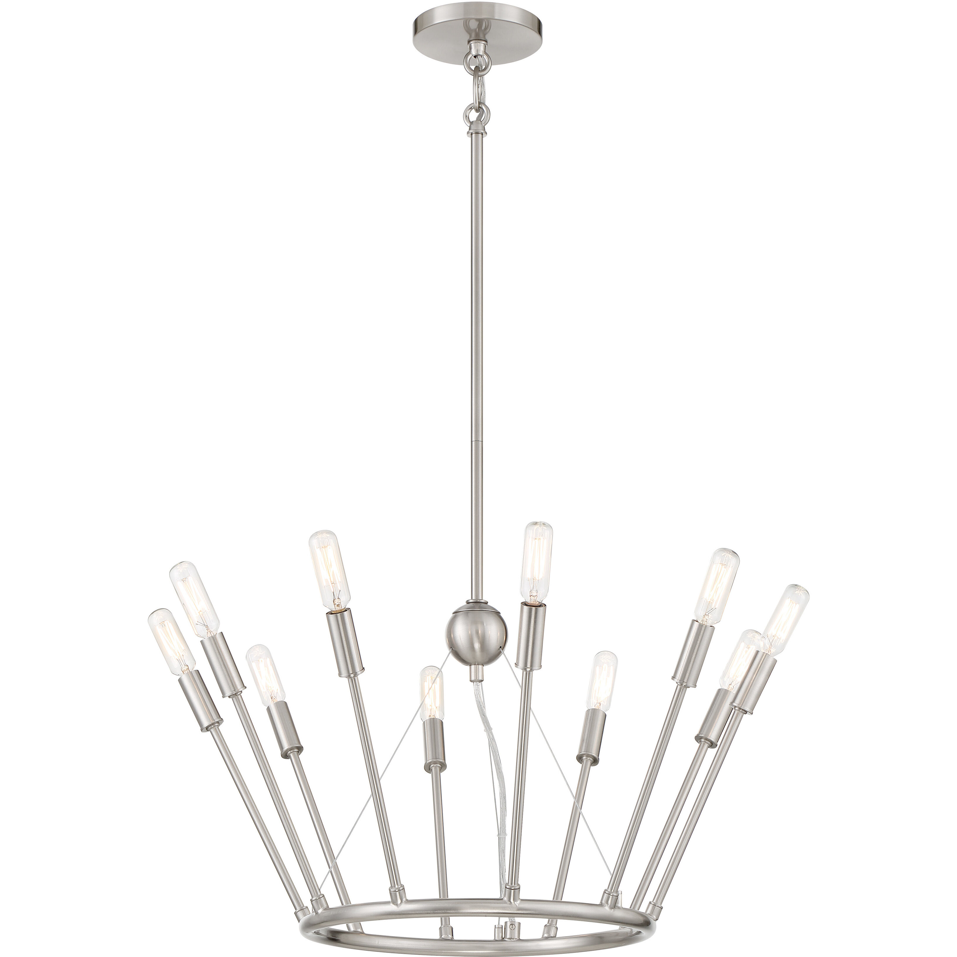 Royalty 10 Light 22.75 inch Brushed Nickel Chandelier Ceiling Light