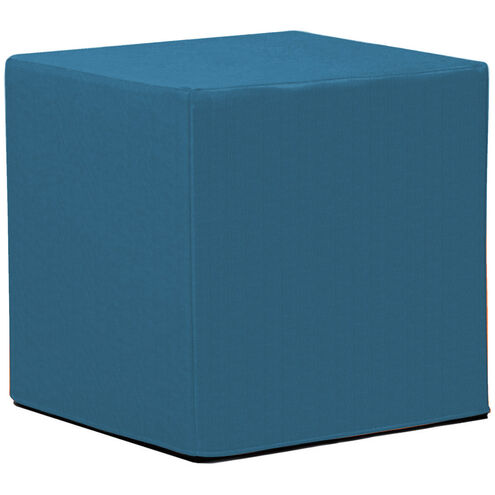 No Tip 17 inch Seascape Turquoise Outdoor Block Ottoman with Cover