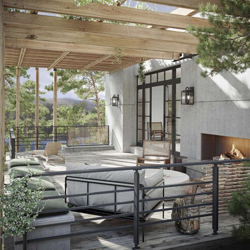 Grandbury 2 Light 17 inch Textured Black Outdoor Wall Lantern, with DURASHIELD, Medium