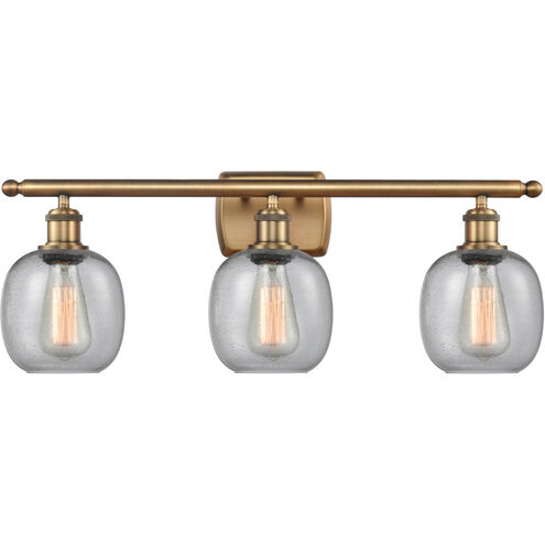 Ballston Belfast 3 Light 26 inch Brushed Brass Bath Vanity Light Wall Light in Seedy Glass, Ballston