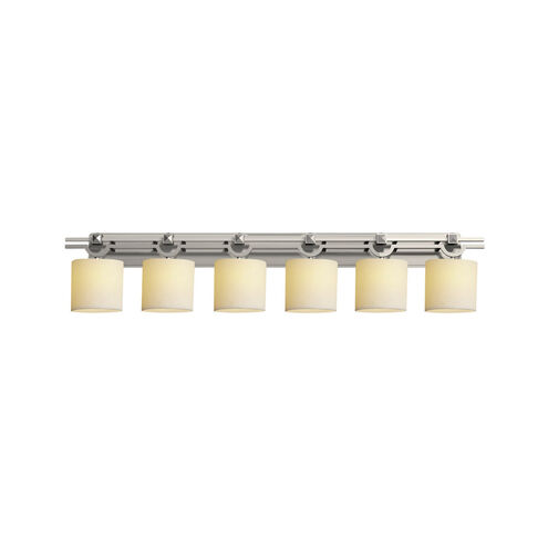 CandleAria LED 59 inch Brushed Nickel Bath Bar Wall Light in 4200 Lm LED, Cream (CandleAria), Cylinder with Melted Rim, Argyle