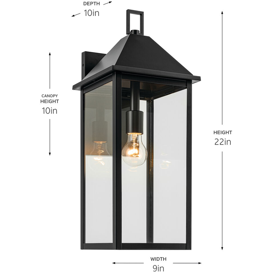 Prin 1 Light 22 inch Black Outdoor Wall Light, Large