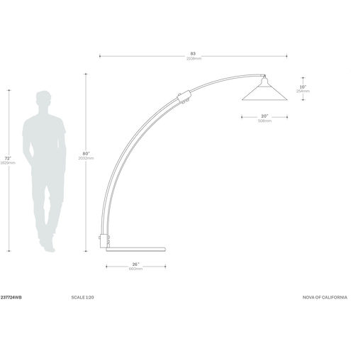 Melmar 80 inch 100.00 watt Walnut and Weathered Brass with Black Arc Floor Lamp Portable Light
