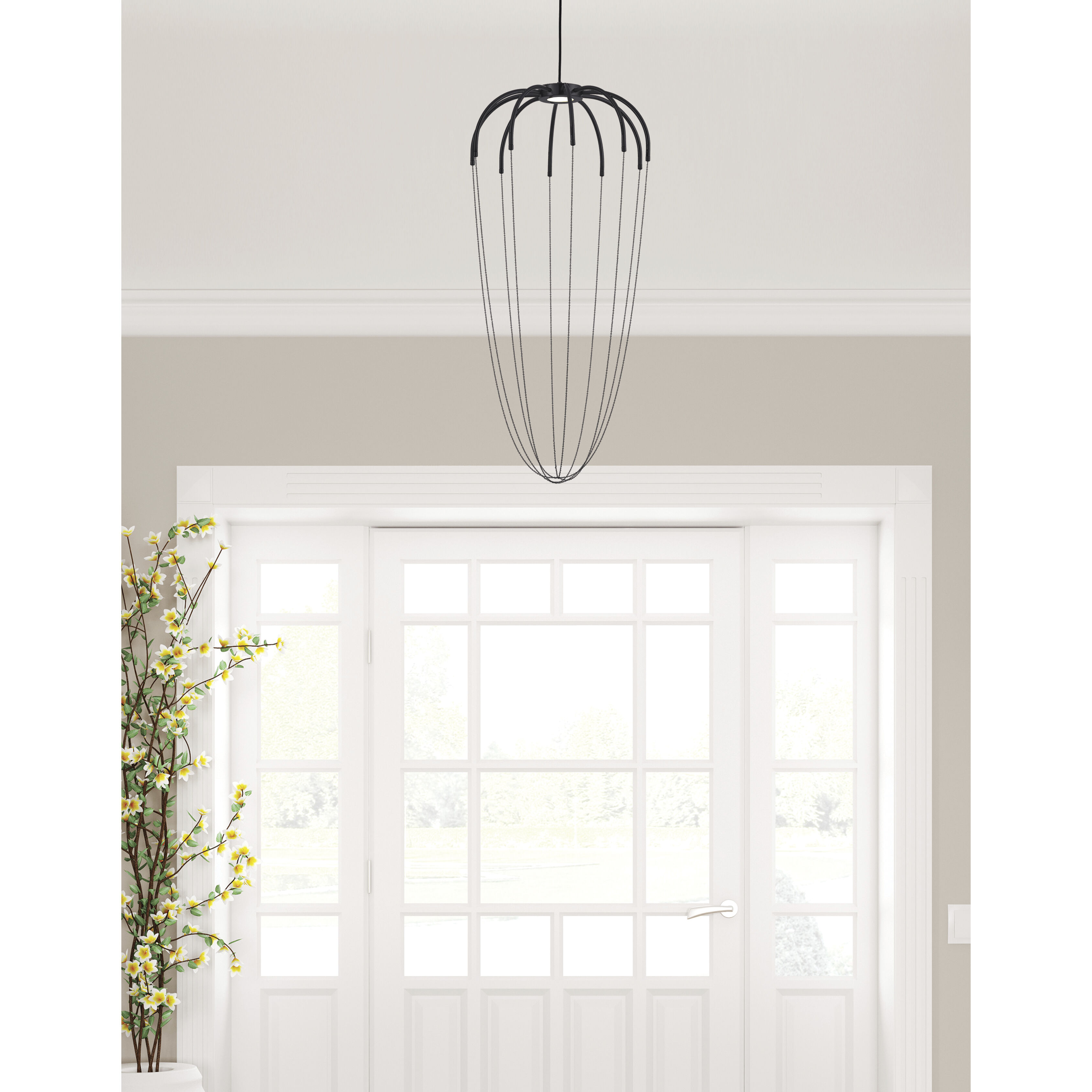Perla LED 20.25 inch Matte Black Statement Pendant Ceiling Light