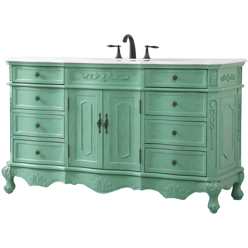 Danville 60 X 21 X 36 inch Vintage Mint Vanity Sink Set