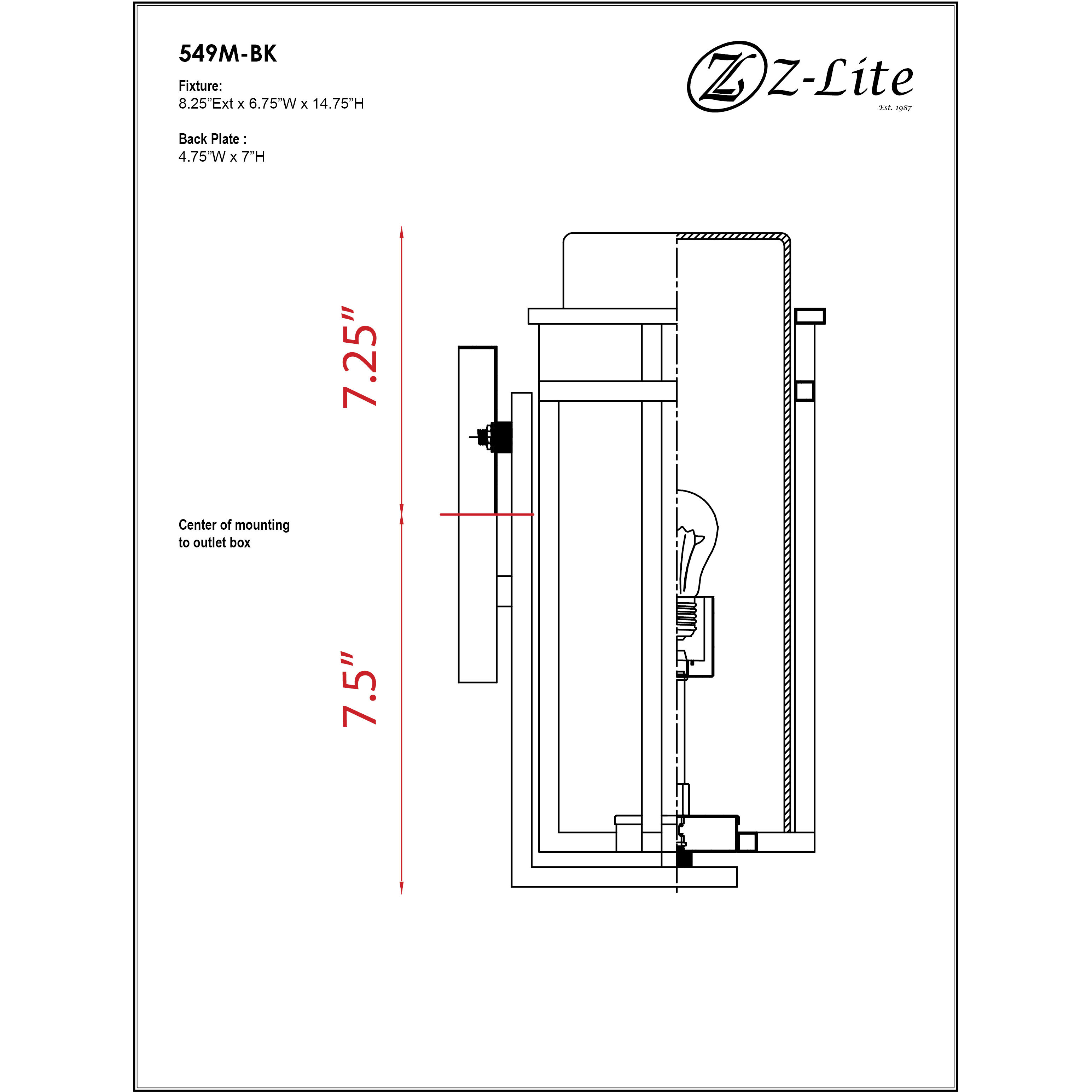 Abbey 1 Light 14.63 inch Black Outdoor Wall Light