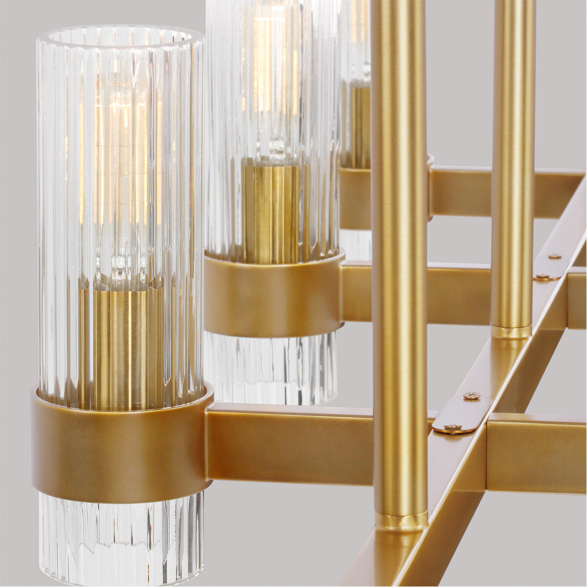 C&M by Chapman & Myers Geneva 10 Light 50 inch Burnished Brass Linear Chandelier Ceiling Light