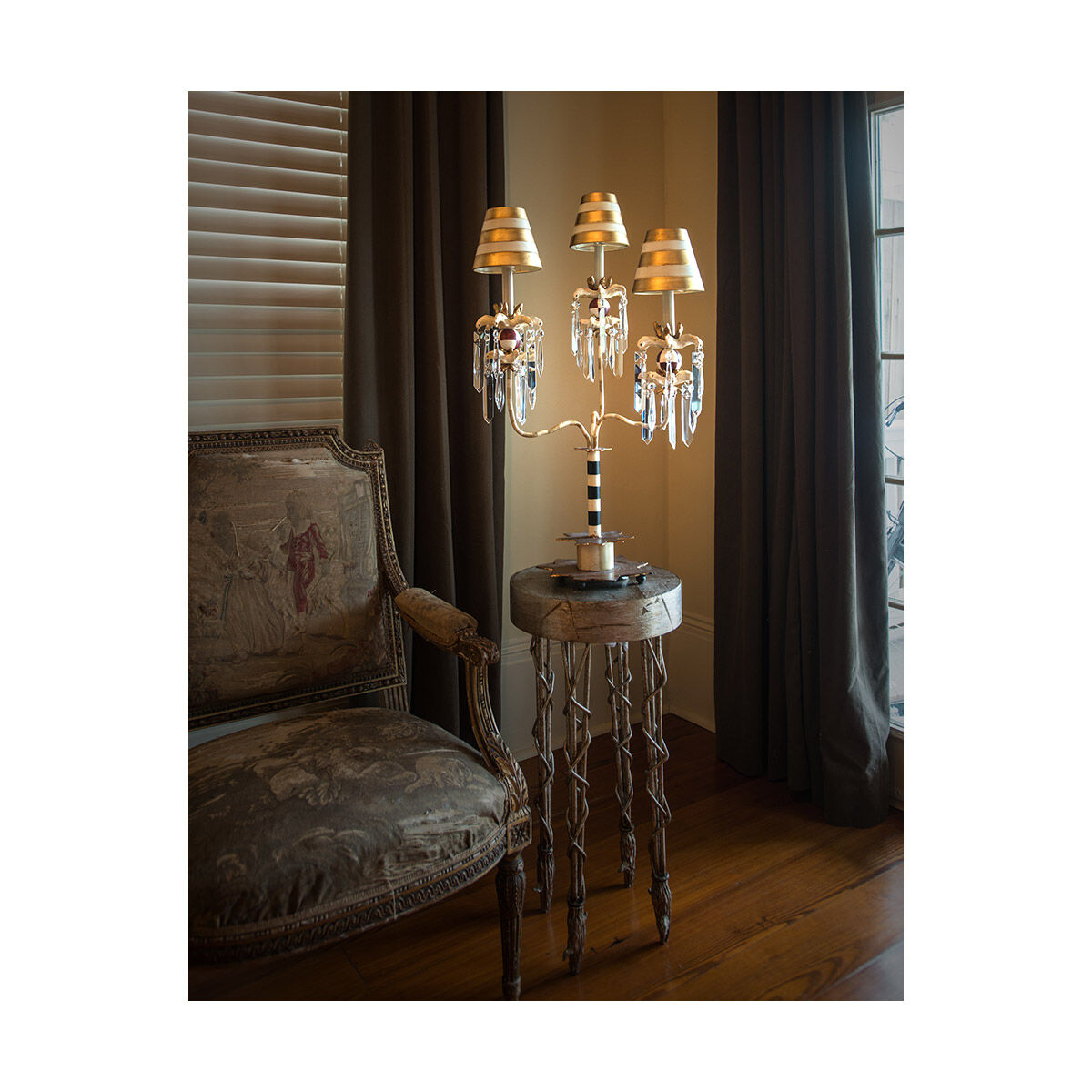 Birdland 32 inch Black and Cream with Gold Table Lamp Portable Light, Flambeau