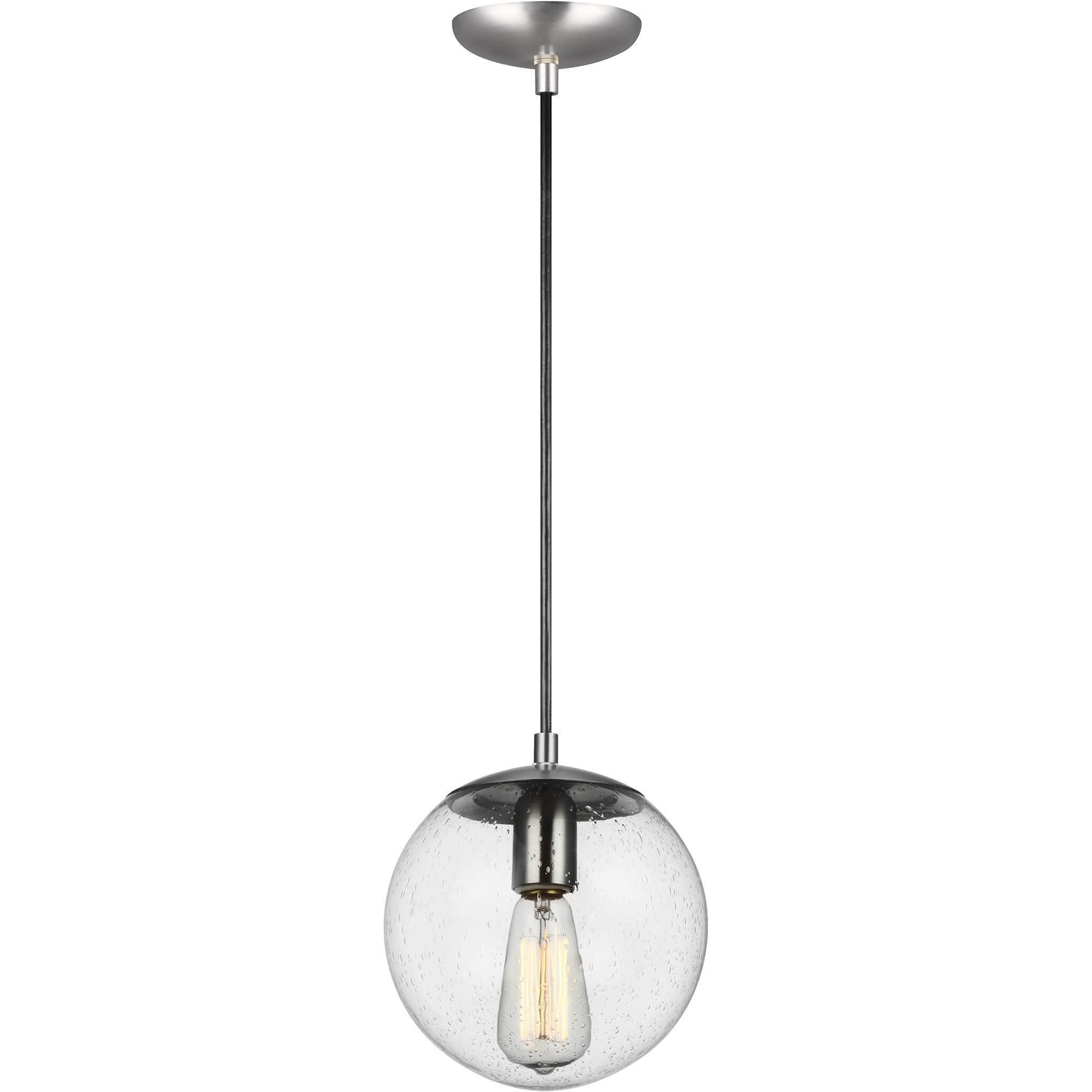 Leo - Hanging Globe 1 Light 8 inch Satin Aluminum Pendant Ceiling Light