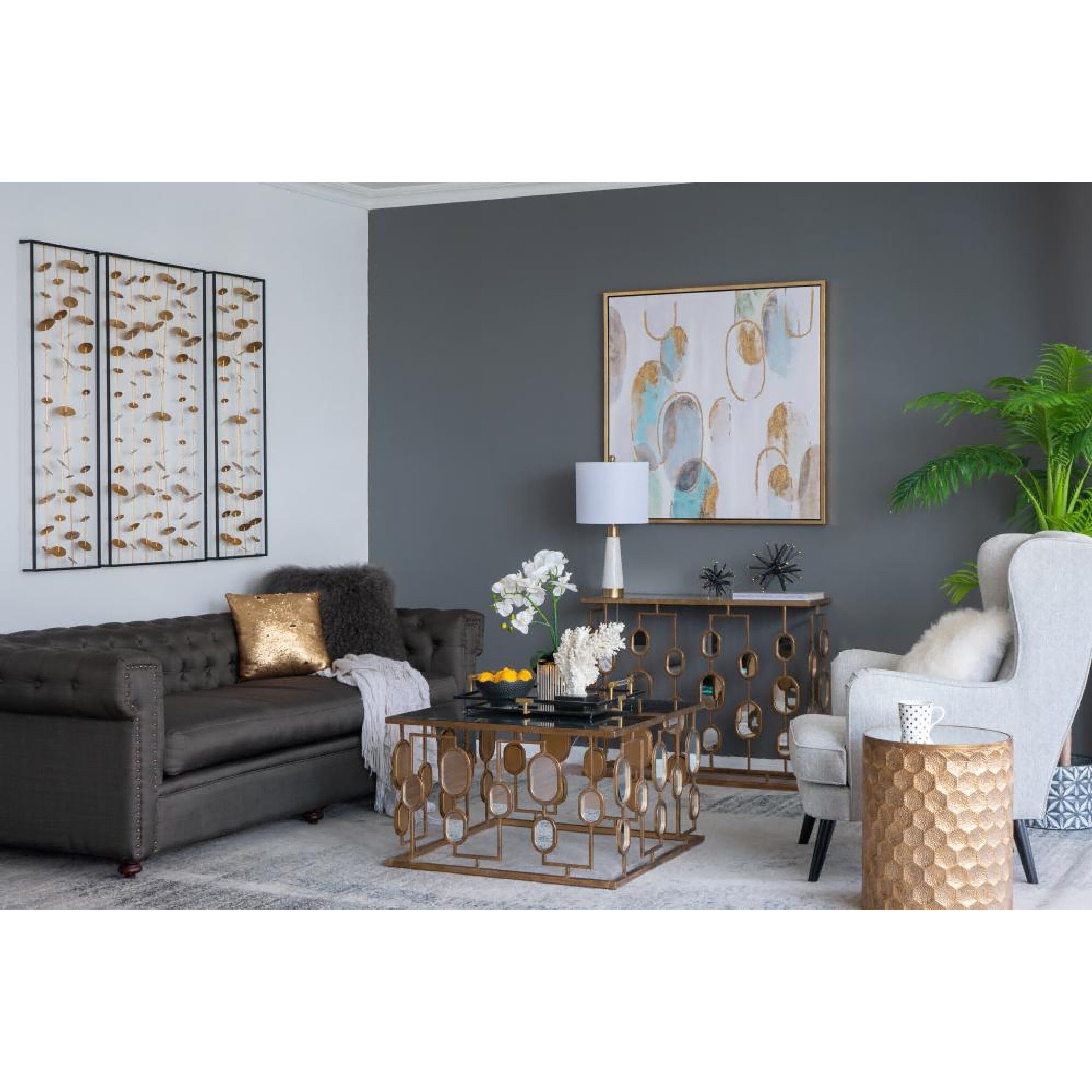 Gizem Gold/Gray/Blue Wall Art