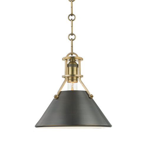 Metal No.2 1 Light 9.5 inch Aged/Antique Distressed Bronze Pendant Ceiling Light
