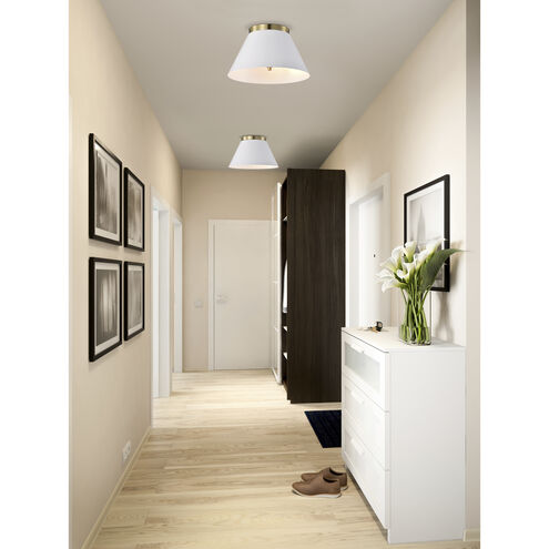 Dover 2 Light 14 inch White/Vintage Brass Flush Ceiling Light