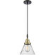 Downtown Urban Cone 1 Light 7.75 inch Black Antique Brass Mini Pendant Ceiling Light in Seedy