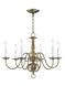Williamsburgh 6 Light 24 inch Antique Brass Chandelier Ceiling Light