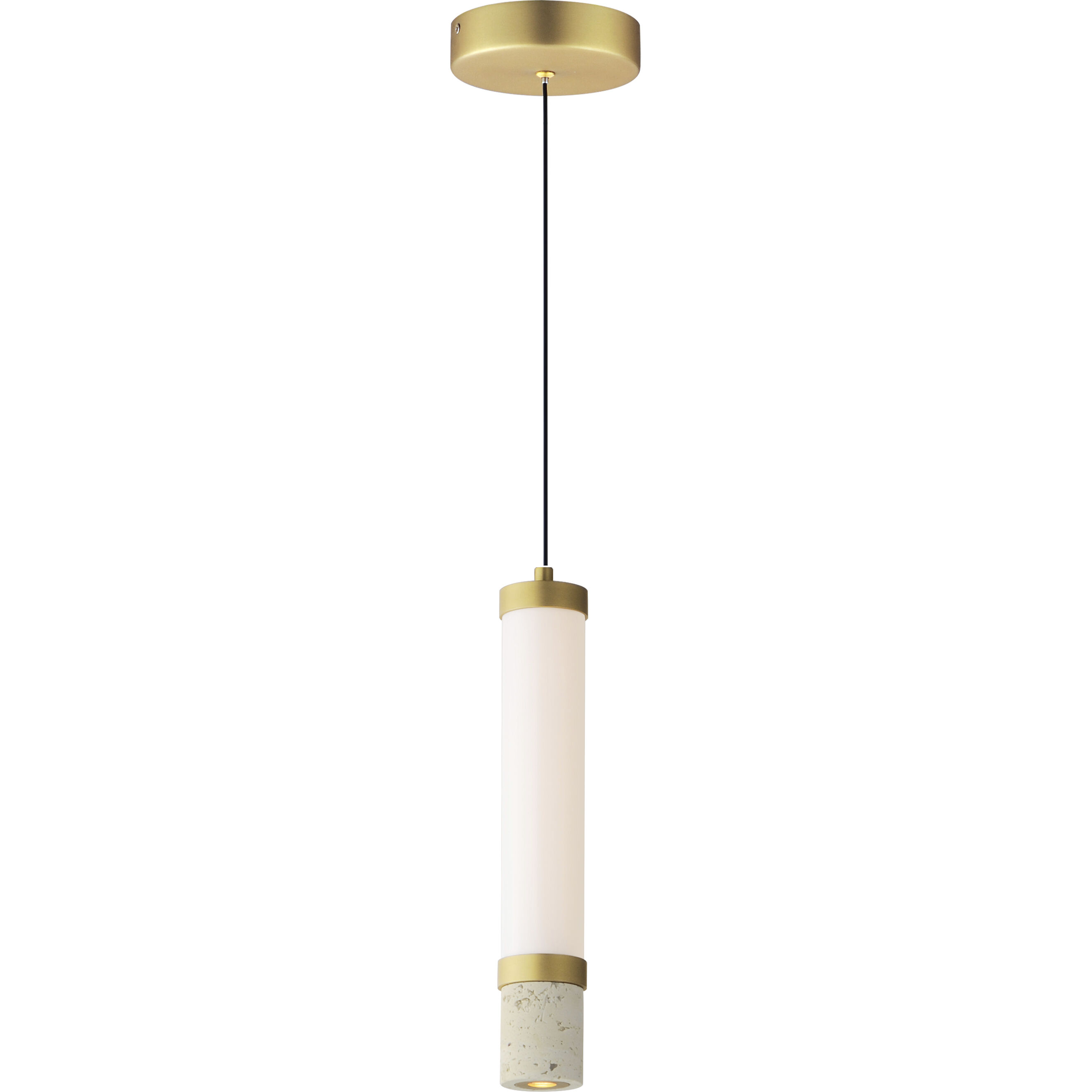 Travertine LED 2.5 inch Travertine and Gold Single Pendant Ceiling Light