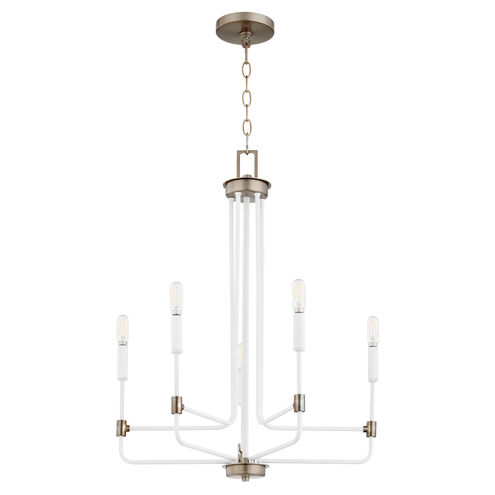 Davies 5 Light 21 inch Studio White with Dark Brass Chandelier Ceiling Light