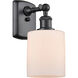 Ballston Cobbleskill 1 Light 5 inch Matte Black Sconce Wall Light in Matte White Glass, Ballston