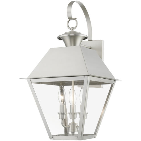 Wentworth 3 Light 22 inch Brushed Nickel Outdoor Wall Lantern, Large