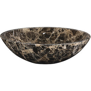 Stone 17 X 17 X 5.13 inch Dark Emperador Marble Bathroom Sink, Round