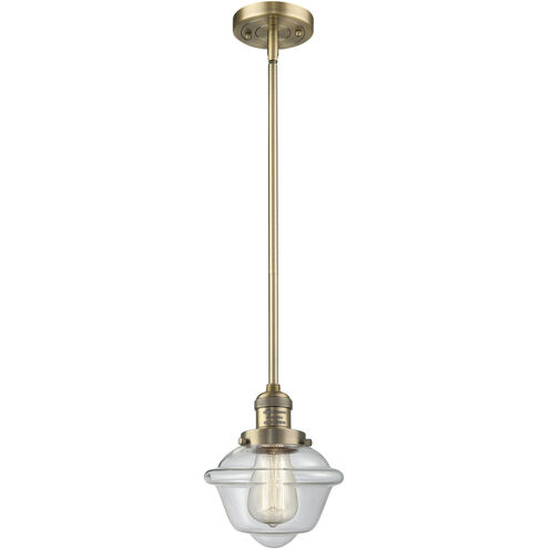 Franklin Restoration Oxford LED 7.5 inch Brushed Brass Mini Pendant Ceiling Light in Clear, Franklin Restoration