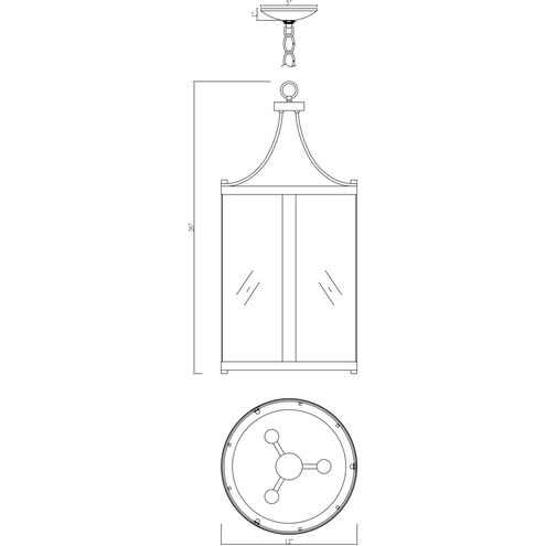 Penrose 3 Light 12 inch Black Pendant Ceiling Light, Essentials