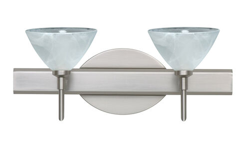 Domi LED 15 inch Satin Nickel Vanity Lighting Wall Light in Marble Glass