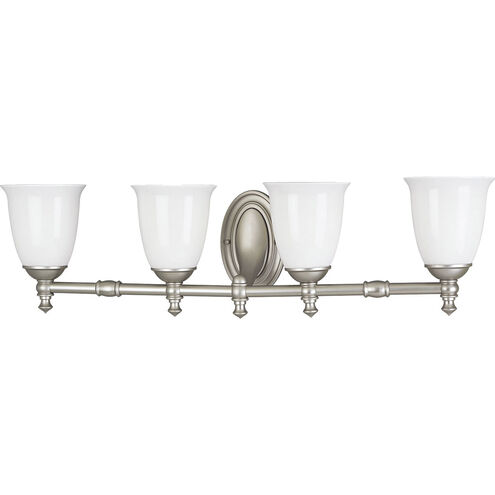 Victorian 4 Light 33 inch Pearl Nickel Bath Vanity Wall Light