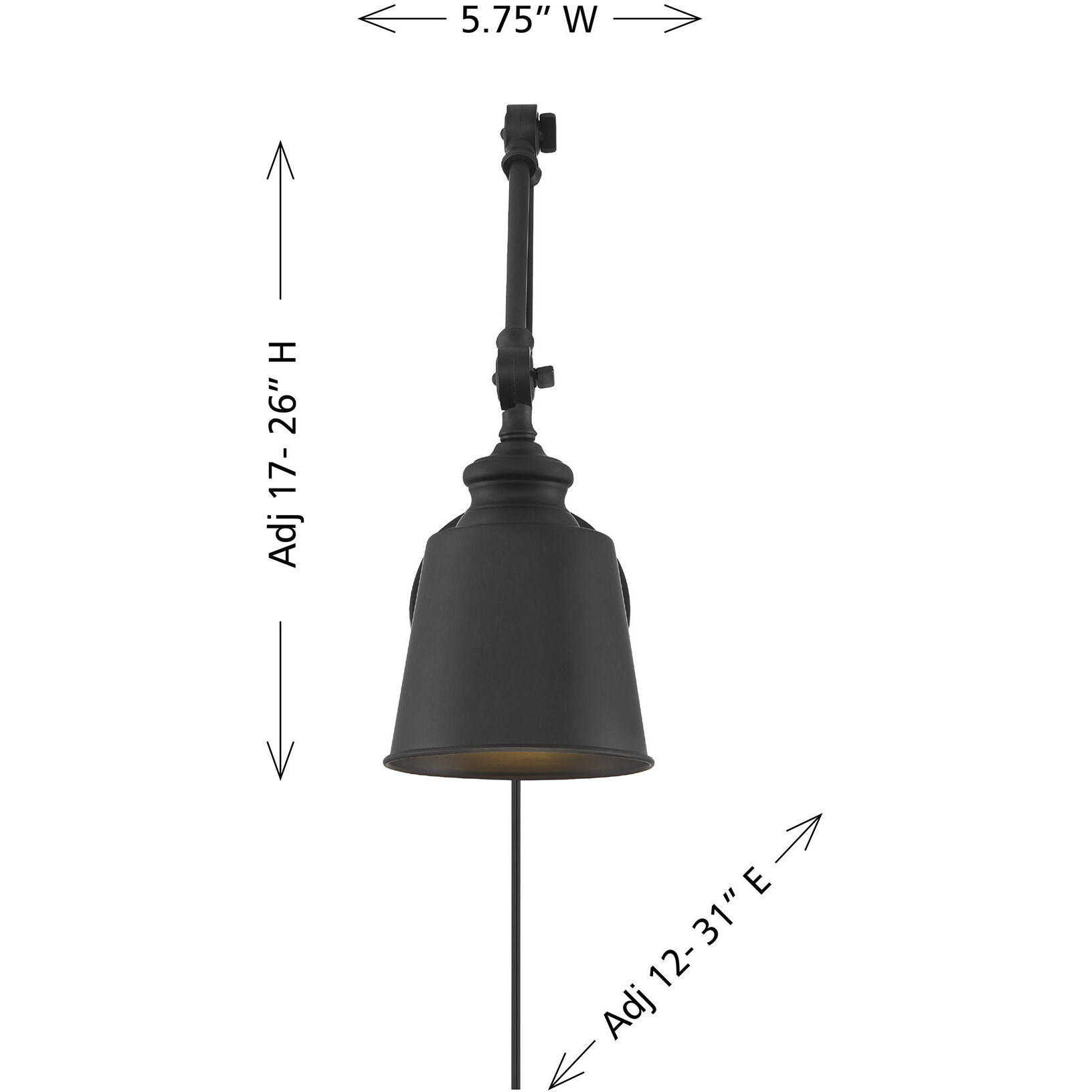 Farmhouse 60.00 watt Matte Black Adjustable Wall Sconce Wall Light