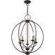 Arabella 5 Light 22 inch Bronze with Antique Brass Finish Candles Chandelier Ceiling Light, Globe