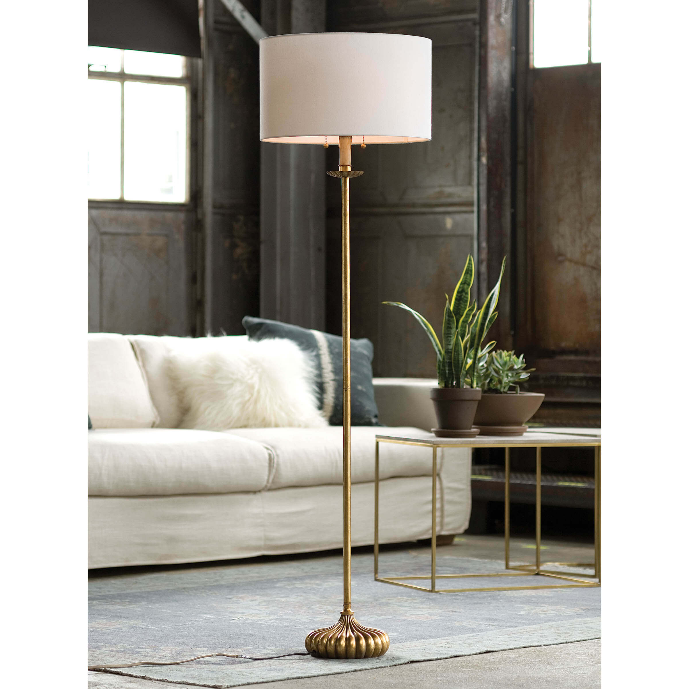 Regina Andrew Clove Stem Antique Gold Leaf Floor Lamp