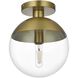 Eclipse 1 Light 10 inch Satin Gold Flush Mount Ceiling Light