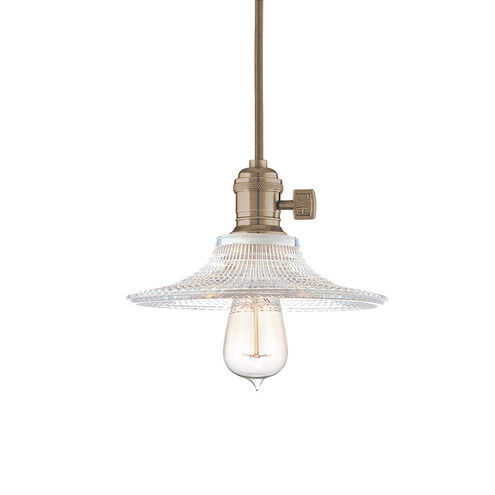 Heirloom 1 Light 9 inch Historic Nickel Pendant Ceiling Light in Ribbed Clear Glass, GS6, No