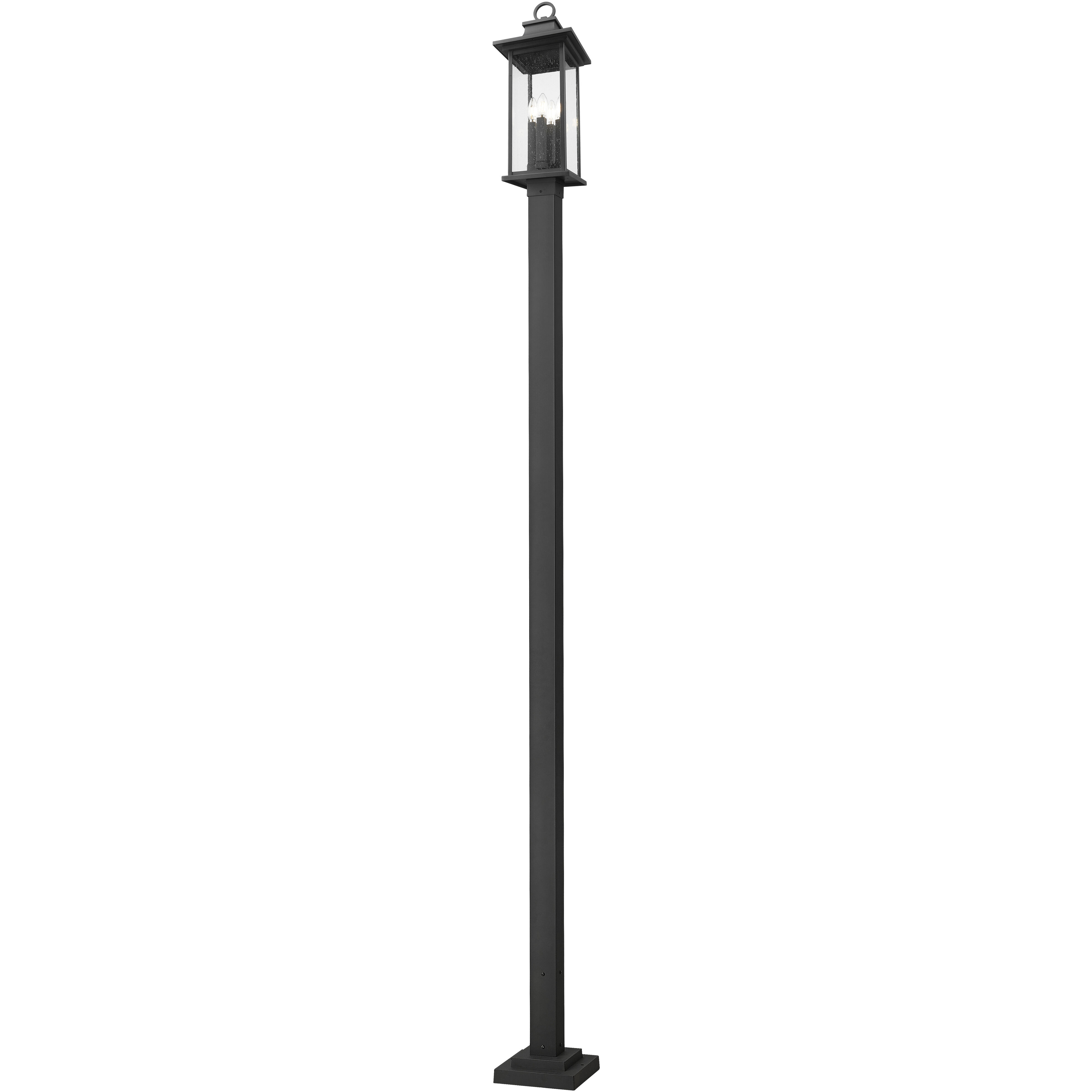 Tiberius 4 Light 118.5 inch Black Outdoor Post Mounted Fixture in Clear Seedy Glass