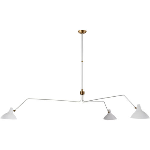 AERIN Charlton 3 Light 96 inch White Triple Arm Chandelier Ceiling Light, Grande